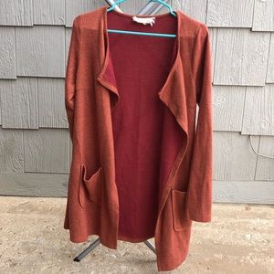 Burnt orange long cardigan with pockets